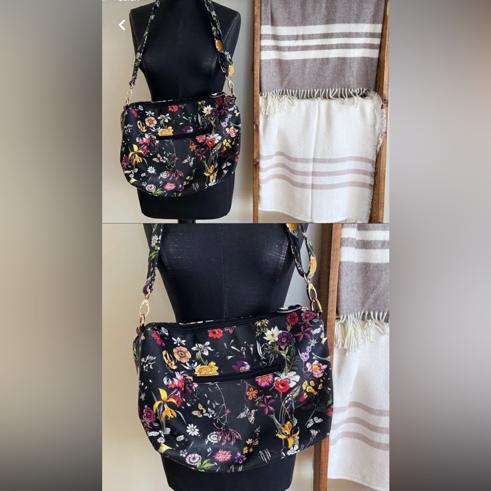Imoshuon black floral bag